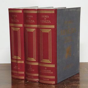 Venezia - Storia, Roma 1995 Storia di Venezia, Istituto della Enciclopedia italiana Treccani, Roma 1995. volume I; volume II; volume III; volume IV; volume V; volume VI; volume VII. (scompleto; venduto come complemento darredo)  - Asta Libri Antichi - Associazione Nazionale - Case d'Asta italiane