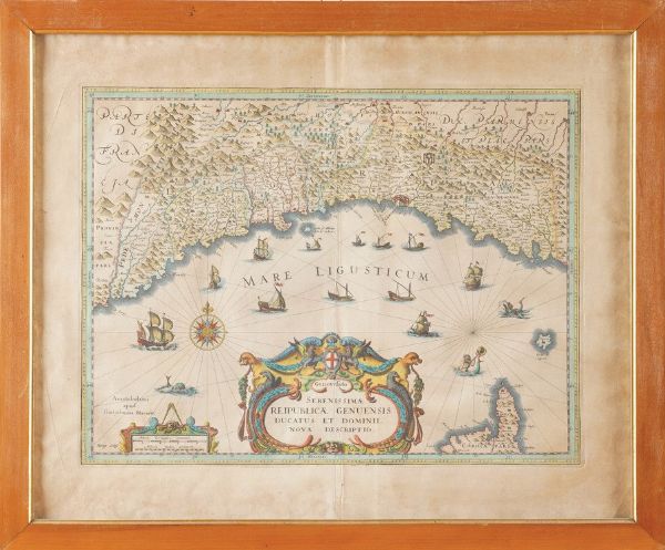 Blaeu Guglielmo Genovesato serenissimae reipublicae genuensis ducatus et dominii nova descriptio... Amsterdam, Apud Guilijelmum Blaeuw, secolo XVII  - Asta Stampe, Vedute e Carte Geografiche - Associazione Nazionale - Case d'Asta italiane