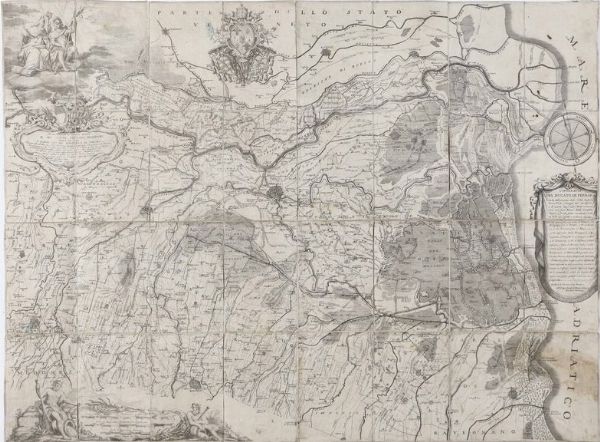 Baruffaldi Ambrogio Corografia del ducato di Ferrara con la delineazione delle citt, castelli, terre, ville e luoghi del medesimo e di parti degli altri stati circonvicini... Ferrara 1758.  - Asta Stampe, Vedute e Carte Geografiche - Associazione Nazionale - Case d'Asta italiane