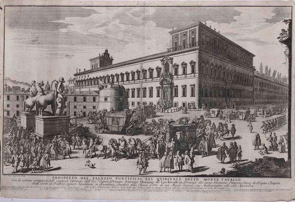 Gommarus Wouters Prospetto del Palazzo Pontificio nel Quirinale detto Monte Cavallo... Roma 1692 circa  - Asta Stampe, Vedute e Carte Geografiche - Associazione Nazionale - Case d'Asta italiane