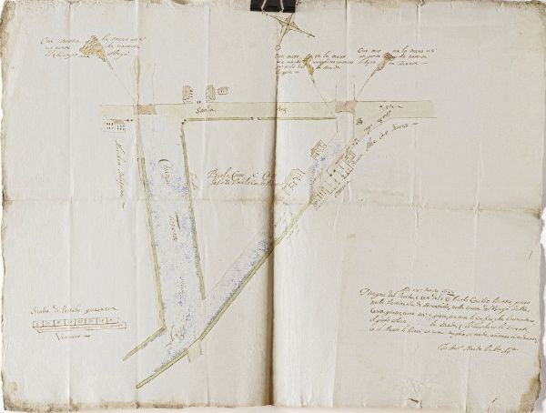 Due mappe tratte da cabrei diversi Mappa manoscritta e acquerellata di porzione di terreno agricolo datata 1688- altra mappa di possedimenti agricoli, compilata dal perito agrimensore e datata 24 maggio 1772  - Asta Stampe, Vedute e Carte Geografiche - Associazione Nazionale - Case d'Asta italiane