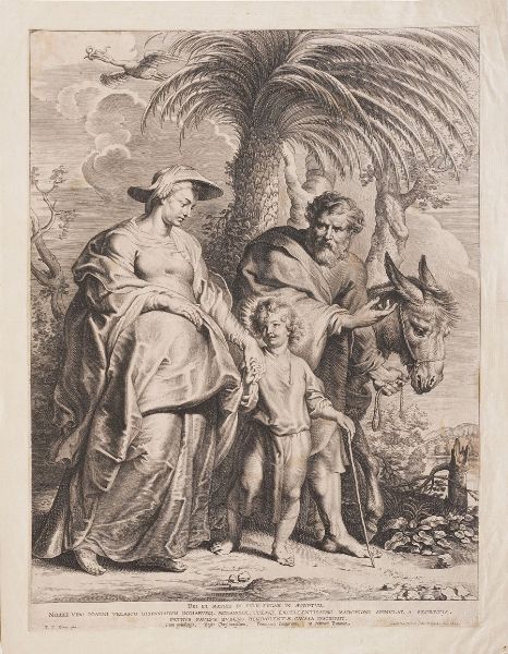 Lucas Vorsterman I (1595 - 1675) La fuga in Egitto... (Anversa), 1620 - 1629  - Asta Stampe, Vedute e Carte Geografiche - Associazione Nazionale - Case d'Asta italiane