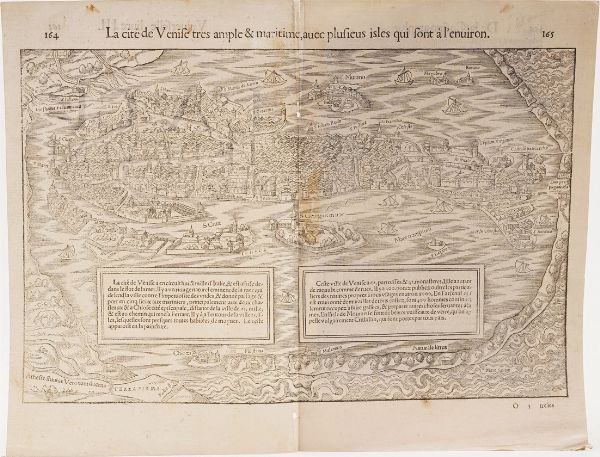 Munster Sebastian (1488-1552) La cit de Venise tres ample martitime, avec plusieurs isles qui sont  l'environ... Met secolo XVI  - Asta Stampe, Vedute e Carte Geografiche - Associazione Nazionale - Case d'Asta italiane