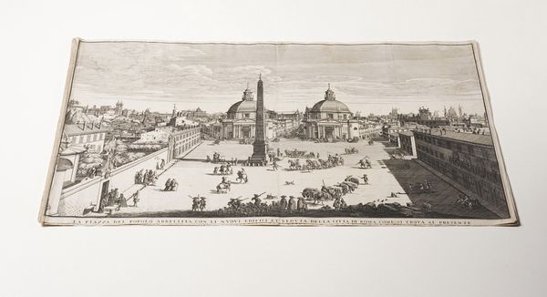 Wouters Gomar (1649  1696) La piazza del popolo abbellita con li nuovi edifici et veduta della citt di Roma come si trova al presente - Prospetto del palazzo pontificio nel Quitinale detto monte cavallo, Roma, Domenico De Rossi, 1692.  - Asta Stampe, Vedute e Carte Geografiche - Associazione Nazionale - Case d'Asta italiane