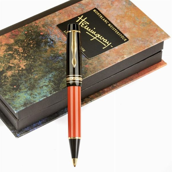 MONTBLANC : MONTBLANC MEISTERSTÜCK "ERNEST HEMINGWAY" PENNA A SFERA, SERIE WRITERS EDIZIONE LIMITATA N. SE7714/10, ANNO 1992  - Asta OROLOGI E PENNE - Associazione Nazionale - Case d'Asta italiane