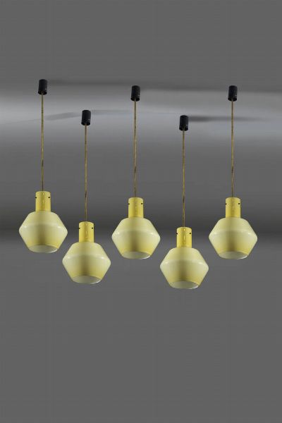 PRODUZIONE ITALIANA : Set di cinque lampade a sospensione  - Asta Design - Associazione Nazionale - Case d'Asta italiane