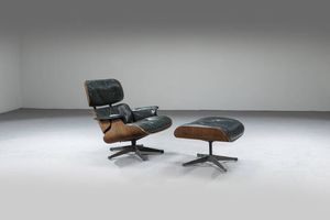 CHARLES E RAY EAMES - Poltrona con poggiapiedi modello 670-671