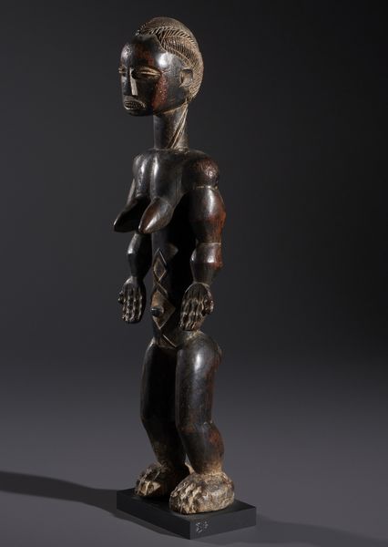 Kulango - Costa d'Avorio/Ghana : Nello stile di Scultura antropomorfa femminile  in legno duro a patina scura e caolino  - Asta Asta 444 | AFRICA, OCEANIA E AMERICHE - ARTIGIANATO AFRICANO: VARI COMMITTENTI E SELEZIONE DALLA COLLEZIONE BARTOLOMUCCI Online - Associazione Nazionale - Case d'Asta italiane