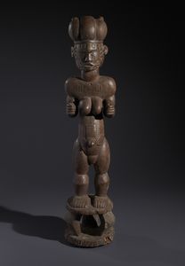 Tiv - Nigeria - Nello stile di Grande scultura antropomorfa femminile In legno duro a patina marrone