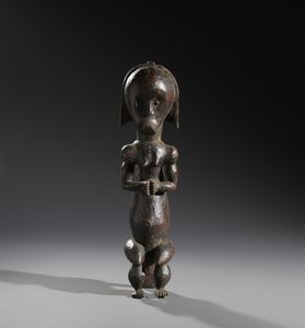 Fang - Gabon - Nello stile di Scultura antropomorfa guardiano di reliquiario Legno duro a patina scura