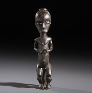 Fang - Gabon - Nello stile di Scultura antropomorfa di guardiano di reliquiario in legno a patina scura