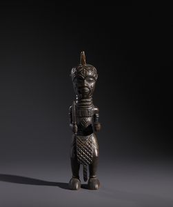 Lulua - Repubblica Democratica del Congo - Nello stile di Scultura antropomorfa di dignitario in legno a patina scura