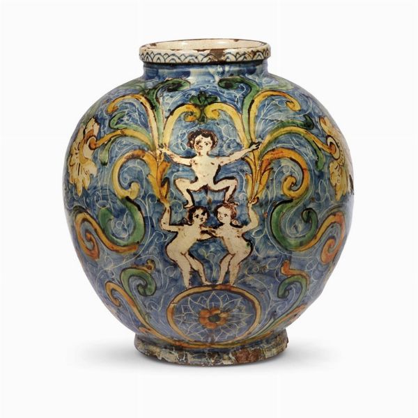 BOMBOLA, CALTAGIRONE, FINE SECOLO XVIII  - Asta UNA COLLEZIONE DI VASI DA FARMACIA IN MAIOLICA - Associazione Nazionale - Case d'Asta italiane