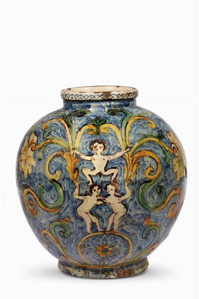 BOMBOLA, CALTAGIRONE, FINE SECOLO XVIII  - Asta UNA COLLEZIONE DI VASI DA FARMACIA IN MAIOLICA - Associazione Nazionale - Case d'Asta italiane