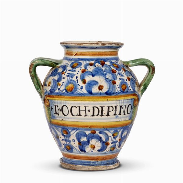 ORCIOLO, MONTELUPO, 1570-1590  - Asta UNA COLLEZIONE DI VASI DA FARMACIA IN MAIOLICA - Associazione Nazionale - Case d'Asta italiane