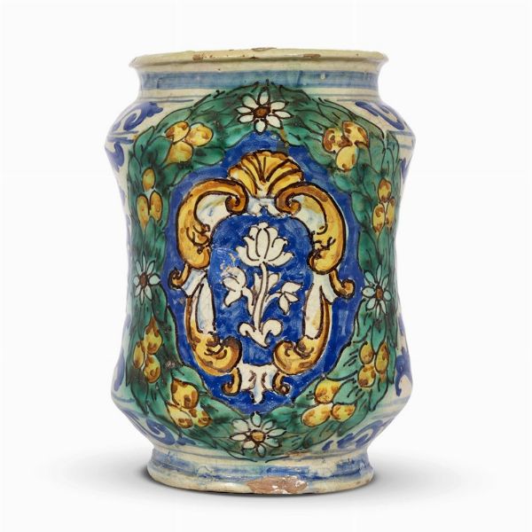 ALBARELLO, TRAPANI, ULTIMO QUARTO SECOLO XVII  - Asta UNA COLLEZIONE DI VASI DA FARMACIA IN MAIOLICA - Associazione Nazionale - Case d'Asta italiane