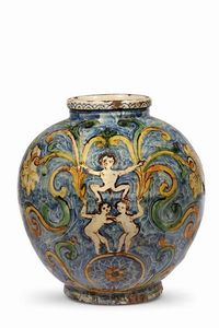 BOMBOLA, CALTAGIRONE, FINE SECOLO XVIII  - Asta UNA COLLEZIONE DI VASI DA FARMACIA IN MAIOLICA - Associazione Nazionale - Case d'Asta italiane