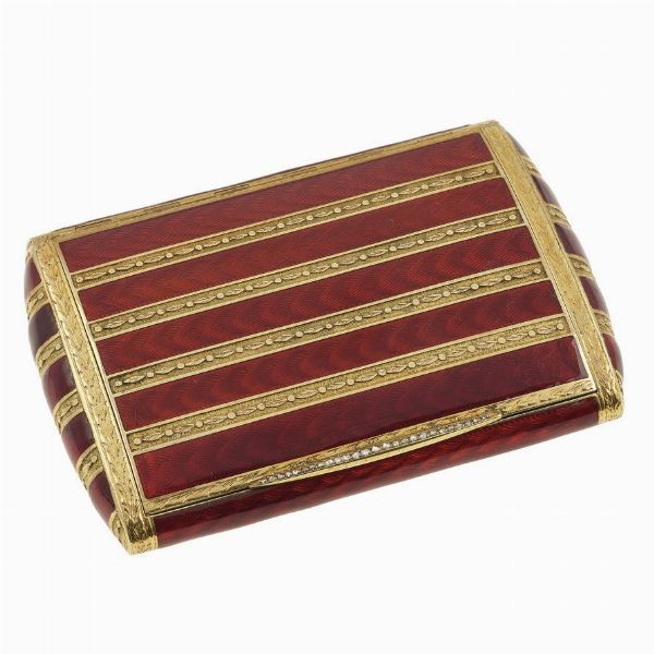 Vanity case decorata con smalto rosso e piccoli diamanti  - Asta Vintage Jewellery - Associazione Nazionale - Case d'Asta italiane