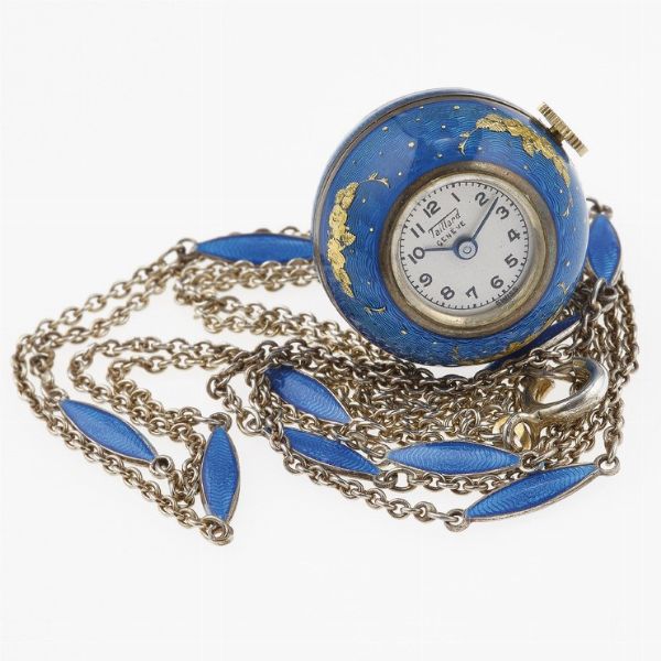 Catena con orologio pendente con smalti. Firmato Taillard Genve  - Asta Vintage Jewellery - Associazione Nazionale - Case d'Asta italiane