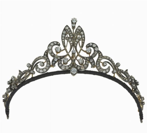 Tiara con diamanti di vecchio taglio  - Asta Vintage Jewellery - Associazione Nazionale - Case d'Asta italiane