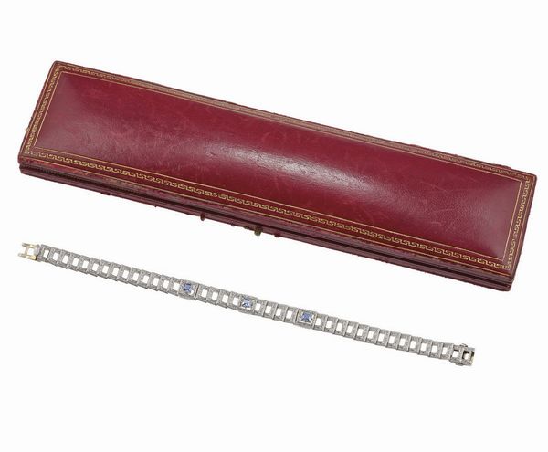 Tiffany & Co. Bracciale con tre zaffiri Sri Lanka, nessuna indicazione di trattamento termico  - Asta Vintage Jewellery - Associazione Nazionale - Case d'Asta italiane