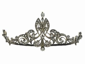 Tiara con diamanti di vecchio taglio  - Asta Vintage Jewellery - Associazione Nazionale - Case d'Asta italiane