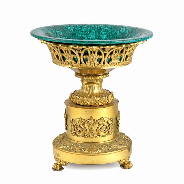 Alzata in bronzo e malachite  - Asta Arredi, Sculture, Dipinti Antichi e del XIX Secolo - Associazione Nazionale - Case d'Asta italiane