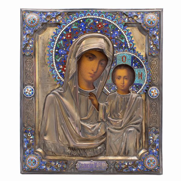 Icona raffigurante la Vergine di Kazan  - Asta Arredi, Sculture, Dipinti Antichi e del XIX Secolo - Associazione Nazionale - Case d'Asta italiane