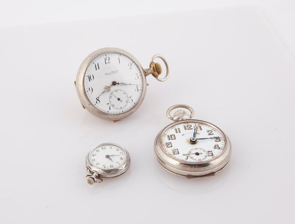 National Watch Co Chaux de Fonds - Orologio da tasca da uomo in metallo remontoir con meccanismo firmato L. Audemars; 2 orologi da tasca in metallo remontoir  - Asta Orologi da Polso da Tasca e da Tavolo - Associazione Nazionale - Case d'Asta italiane