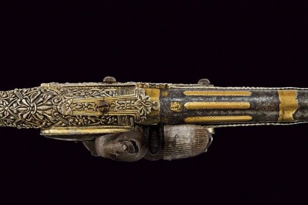 Notevole pistola a pietra focaia in stile Roka in argento  - Asta Rare Armi Antiche e Armature da Tutto il Mondo - Associazione Nazionale - Case d'Asta italiane
