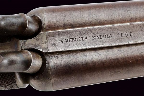 Elegante pistola a luminello a due canne di S. Merolla  - Asta Rare Armi Antiche e Armature da Tutto il Mondo - Associazione Nazionale - Case d'Asta italiane