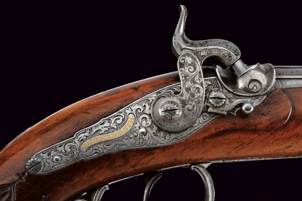 Bellissima pistola a luminello da tiro di Morgenroth  - Asta Rare Armi Antiche e Armature da Tutto il Mondo - Associazione Nazionale - Case d'Asta italiane