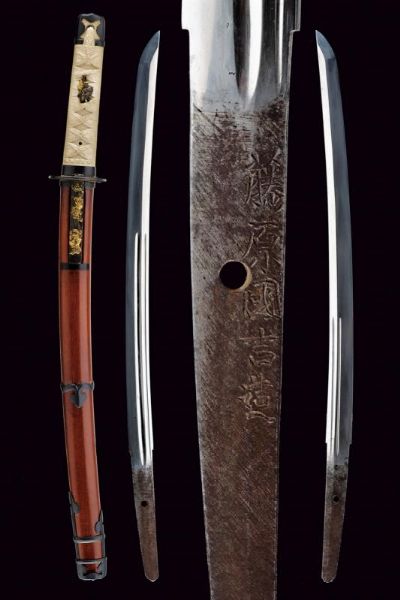 Wakizashi con firma Fujiwara KuniYoshi -Tsukuru O Koreo  - Asta Rare Armi Antiche e Armature da Tutto il Mondo - Associazione Nazionale - Case d'Asta italiane