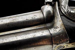 Paio di rare pistole a luminello a canne sovrapposte per il mercato orientale  - Asta Rare Armi Antiche e Armature da Tutto il Mondo - Associazione Nazionale - Case d'Asta italiane