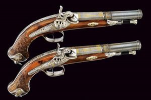 Straordinario paio di pistole a luminello di Arana  - Asta Rare Armi Antiche e Armature da Tutto il Mondo - Associazione Nazionale - Case d'Asta italiane