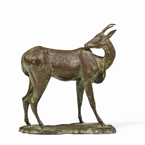 Antonio Corsi, Attribuito a : Antilope che si gratta  - Asta Sculture del XIX e XX secolo - Associazione Nazionale - Case d'Asta italiane