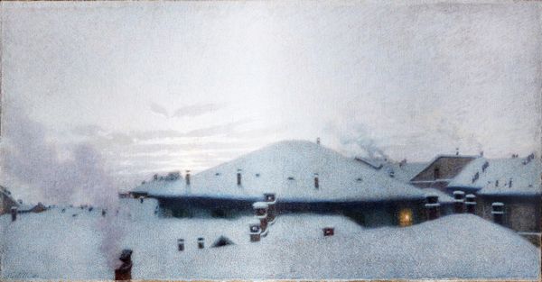 Angelo Morbelli : Tetti sotto la neve, 1912  - Asta Dipinti del XIX e XX secolo - Associazione Nazionale - Case d'Asta italiane