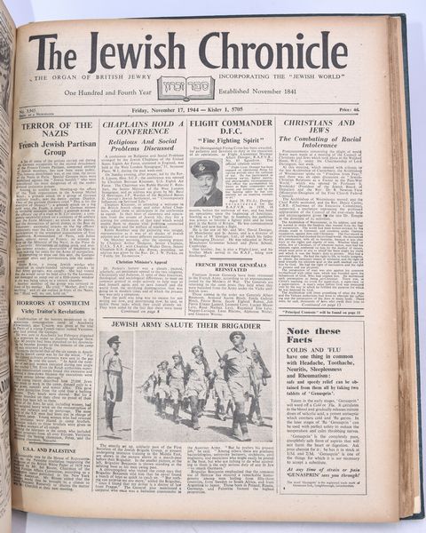 THE JEWISH CHRONICLE  JULY – DEC 1944 The organ of British  Jewry Incorporating The “Jewish World”   Established November 1841  - Asta Libri antichi, rarit bibliografiche e prime edizioni del '900 - Associazione Nazionale - Case d'Asta italiane