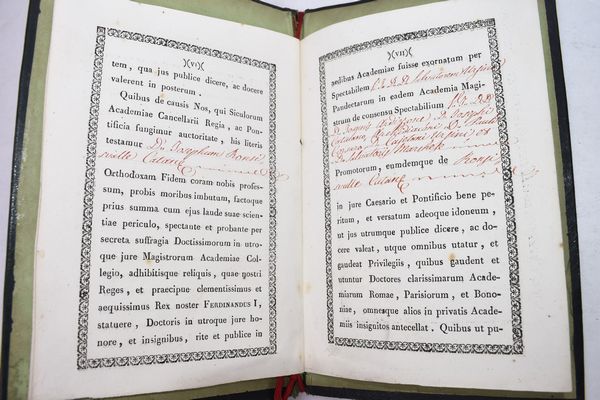 LAUREA GIURISPRUDENZA  REGNO DUE SICILIE. CATANIA  1846 Antica Laurea in Giurisprudenza dell'Università di Catania.  - Asta Libri antichi, rarit bibliografiche e prime edizioni del '900 - Associazione Nazionale - Case d'Asta italiane