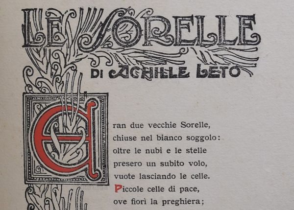 LETO, Achille. HYSSOPUS: LE DUE SORELLE. 1917.  - Asta Libri antichi, rarit bibliografiche e prime edizioni del '900 - Associazione Nazionale - Case d'Asta italiane