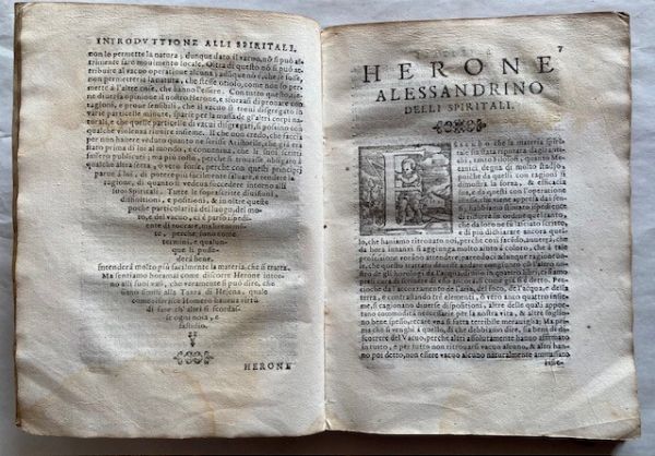 Erone di Alessandria. Spiritali di Herone Alessandrino ridotti in lingua volgare da Alessandro Giorgi da Vrbino. In Vrbino : appresso Bartholomeo, e Simone Ragusij fratelli, 1592  - Asta Libri antichi, rarit bibliografiche e prime edizioni del '900 - Associazione Nazionale - Case d'Asta italiane