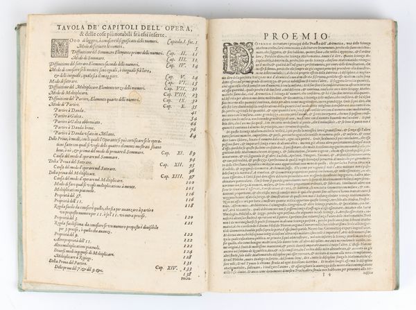 CATALDI ANTONIO PIETRO PRIMA PARTE DELLA ARITMETICA, OVERO ELEMENTI PRATICI DELLI NUMERI - SECONDA PARTE DELLA PRATICA ARITMETICA. Bologna 1602-1606  - Asta Libri antichi, rarit bibliografiche e prime edizioni del '900 - Associazione Nazionale - Case d'Asta italiane