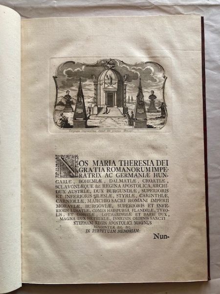 CONSTITUTIONES insignis ordinis equitum S. Stephani Regis Apostolici. Viennae (Wien), typis Josephi Kurzbock, Univers. Typographi, 1764. (Bound with the german edition:) Statuta des vortrefflichen Ritter-Ordens des Heiligen Stephani.  Wien, gedruckt bei Joseph Kurzbocken, Universats Buchdruckern, 1764.  - Asta Libri antichi, rarit bibliografiche e prime edizioni del '900 - Associazione Nazionale - Case d'Asta italiane