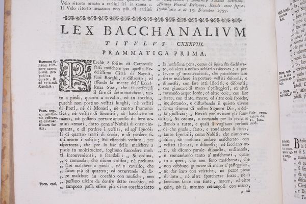 Vario, Domenico Alfeno (1729-ca.1794): Pragmaticae edicta decreta interdicta regiaeque sanctiones Regni Neapolitani quae … Dominicus Alfenus Varius recensuit …” t. I e II sumptibus Antonii Cervonii - Neapoli 1772  - Asta Libri antichi, rarit bibliografiche e prime edizioni del '900 - Associazione Nazionale - Case d'Asta italiane