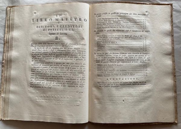 SCRITTURA DI POSSESSIONI PER BILANCIO DI UN COMPUTISTA FIORENTINO. In Firenze, Nella Stamperia già Albizziniana all'Insegna del Sole, 1774.  - Asta Libri antichi, rarit bibliografiche e prime edizioni del '900 - Associazione Nazionale - Case d'Asta italiane