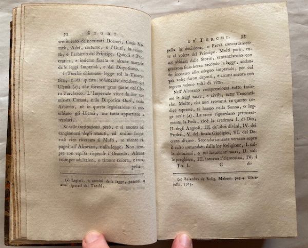 TODERINI, GIAMBATTISTA. Letteratura Turchesca. Venezia: Giacomo Storti, 1787.  - Asta Libri antichi, rarit bibliografiche e prime edizioni del '900 - Associazione Nazionale - Case d'Asta italiane