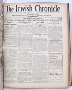 THE JEWISH CHRONICLE  JULY – DEC 1944 The organ of British  Jewry Incorporating The “Jewish World”   Established November 1841  - Asta Libri antichi, rarit bibliografiche e prime edizioni del '900 - Associazione Nazionale - Case d'Asta italiane