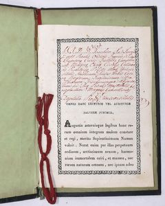 LAUREA GIURISPRUDENZA  REGNO DUE SICILIE. CATANIA  1846 Antica Laurea in Giurisprudenza dell'Università di Catania.  - Asta Libri antichi, rarit bibliografiche e prime edizioni del '900 - Associazione Nazionale - Case d'Asta italiane