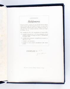 DE CHIRICO GIORGIO HEBDOMEROS  - Asta Libri antichi, rarit bibliografiche e prime edizioni del '900 - Associazione Nazionale - Case d'Asta italiane