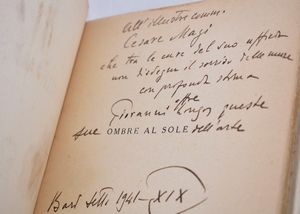 LONGO, Giovanni. OMBRE AL SOLE. 1931.  - Asta Libri antichi, rarit bibliografiche e prime edizioni del '900 - Associazione Nazionale - Case d'Asta italiane